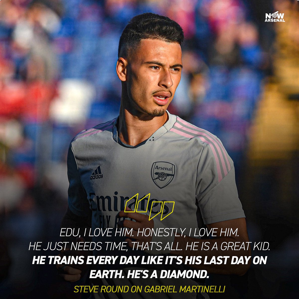 🗣| Steve Round speaking to Edu on Gabriel Martinelli during the Arsenal documentary. #afc