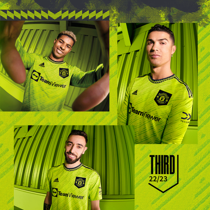 ManUtd's tweet photo. 🔋 Recharged with our new 2022/23 third kit 🟢

#MUFC || @adidasFootball