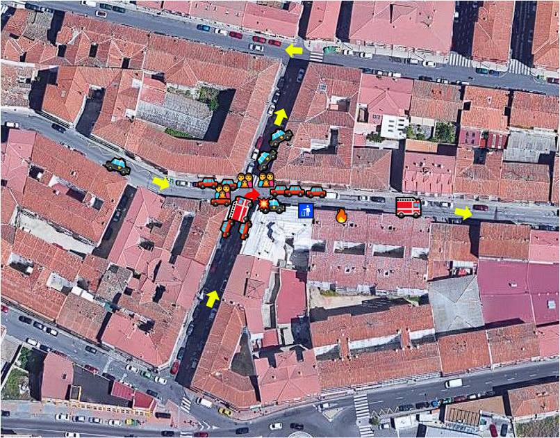 SingerGeek's tweet photo. @APoliciah50 Un poco más esquematizado la situación de la calle, no he puesto todos los coches porque si no me eternizo. Eran las 21:30 de la tarde/noche, estaban todos los aparcamientos ocupados, salvo dónde aparcó el coche policía. https://t.co/LdefW59fRQ