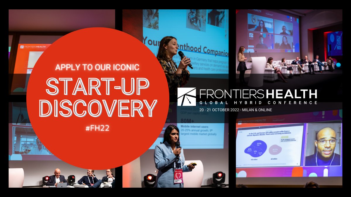 FrontiersHealth's tweet photo. Shout out to all #digitalhealth start ups! 
We are on the hunt for up-and-coming companies to pitch to the world’s top investors and participate in our health ecosystem. Discover more and apply here: https://t.co/PTN7jgXgxB https://t.co/AEd5syVyNY