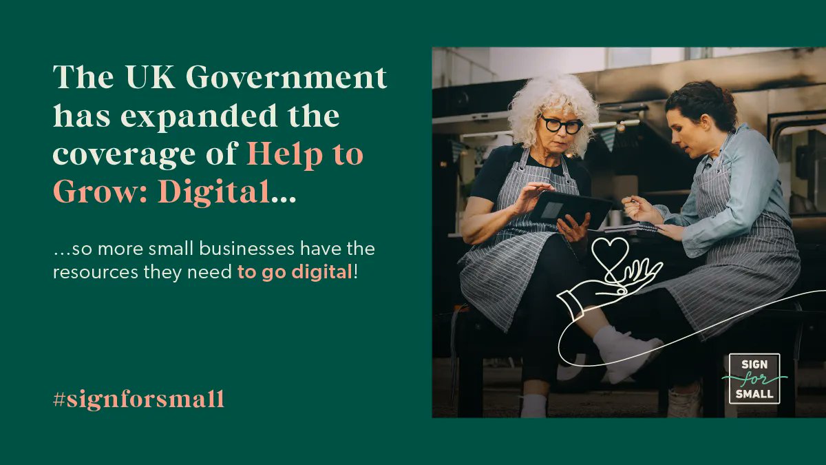 The UK Government has added e-commerce software and lowered the eligibility criteria for #HelpToGrow Digital. Now more small businesses have the resources they need to go digital. signforsmall.uk #SignForSmall #HelpToGrow