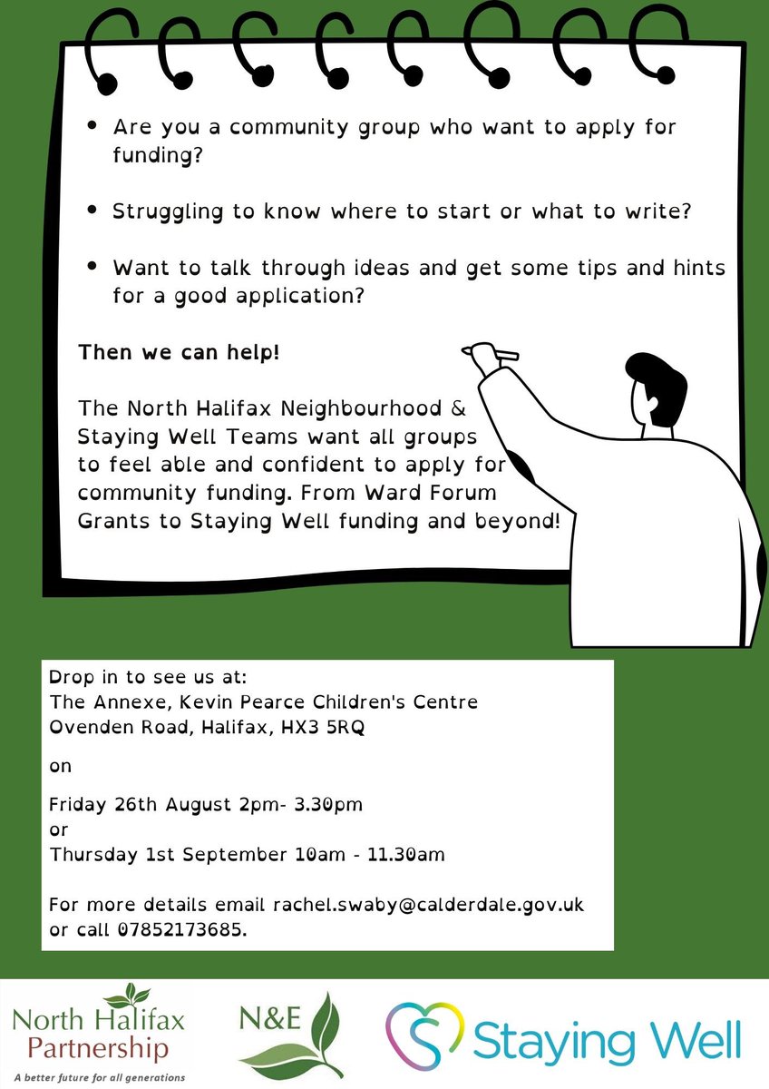 Come and join us for an in house Community Bid Writing Session offered by <a href="/NhxPartnership/">North Halifax Partnership</a> to support community members when applying for funding! 📈💰 #Communityfundingsupport #bidwriting #microcomissioning