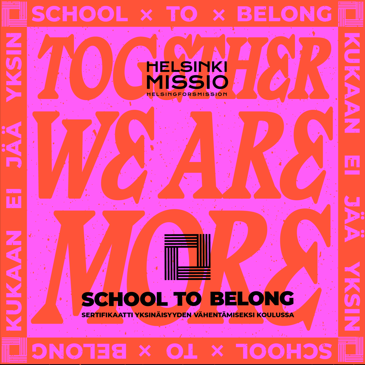 HelsinkiMissio's tweet photo. Kansainvälinen nuorisopäivä on oiva hetki kertoa upouudesta School to Belong –ohjelmastamme.

School to Belong -ohjelma auttaa kouluyhteisöä tunnistamaan ja lievittämään nuorten kokemaa yksinäisyyttä.

Lue lisää: https://t.co/e4PR7d39XO

#schooltobelong #nuorisopäivä https://t.co/xq7qurvq8R