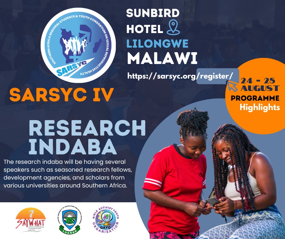 SAYWHATOrg's tweet photo. Be sure to take part in our Research Indaba, we have a great lineup of speakers such as seasoned research fellows, development agencies, and scholars from various universities around Southern Africa.
#RevisitYouthAgenda #SARSYC2022  
@GirlsActivist @Luanarofficial @sarsyc https://t.co/t3zEAqVc5r