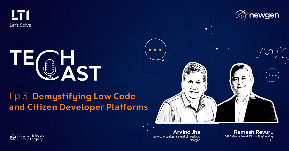 LTIMindtreeOFCL's tweet image. In this episode, we demystify low-code and citizen developer platforms. If faster time-to-market is the need of the hour, #lowcodeplatforms act as enablers. Want to know how? Tune in to listen now! lti.co/q0Ag3Aw @newgensoftware #DigitalEngineering #Podcast #LetsSolve