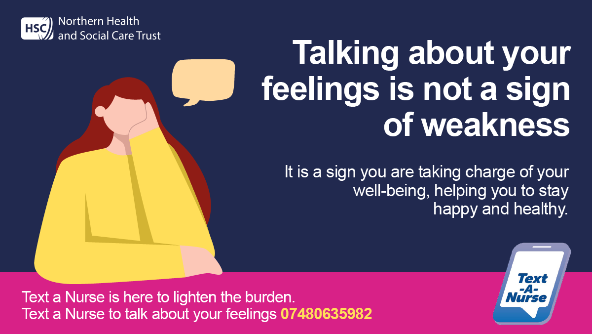 Talking about your feelings is not a sign of weakness 💬 It's important that we express our feelings. Text a Nurse is here to support 11 to 19 year olds, just text 07480635982 to chat. #SchoolNursing #ChatHealth @publichealthni @Ed_Authority @Education_NI
