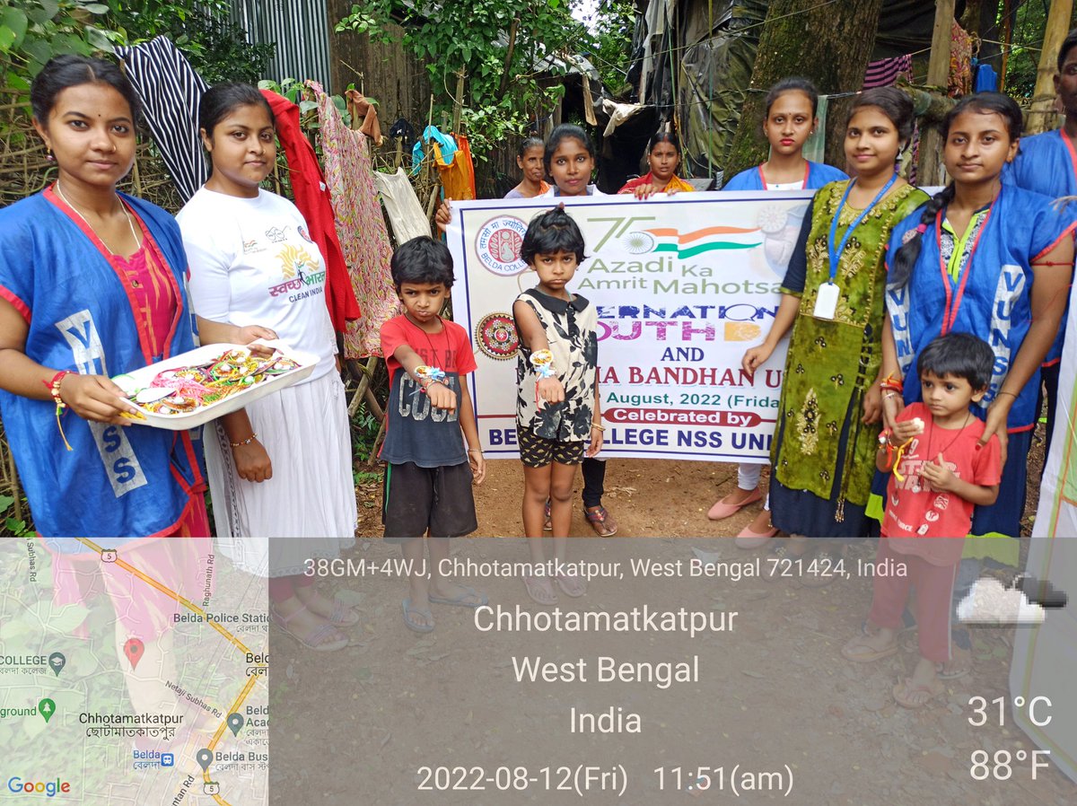 NSSUnit2_Belda's tweet photo. NSS Units I, II, III, Belda College are participating in Raksha Bandhan Utsav on the eve of International Youth Day by tying handmade Rakhis to the people of local communities.
@rdnss_kolkata @_NSSIndia @YASMinistry @PMOIndia @_NSSAwards @BeldaCollege https://t.co/MJmG4tQq7p
