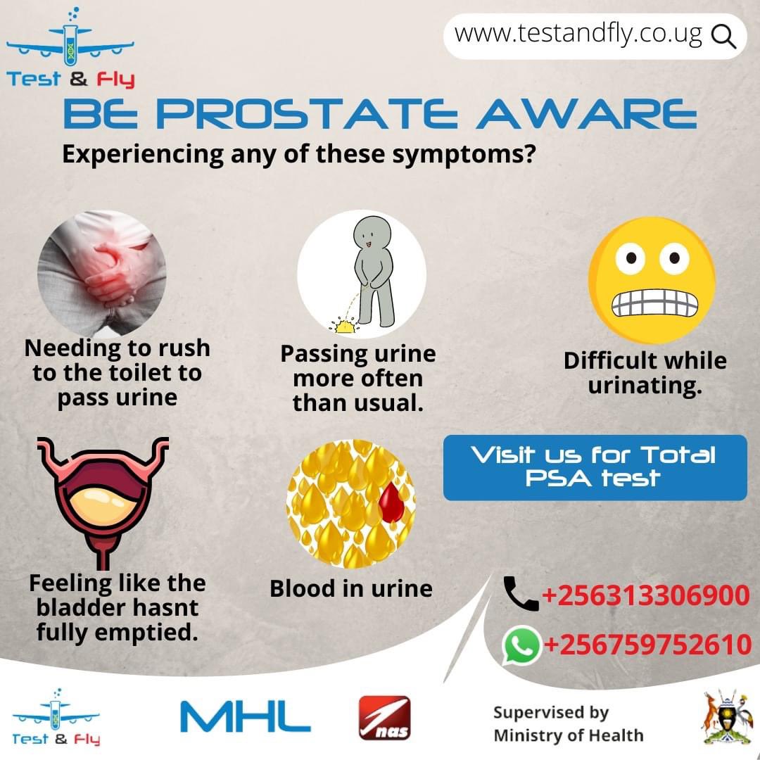 testandfly's tweet image. Prostate cancer is very common among men who are 40 years of age. If you are experiencing any of the symptoms below, visit us for a total PSA test.

#PROSTATE #prostatecancer #Testandfly #menswellness #cancer