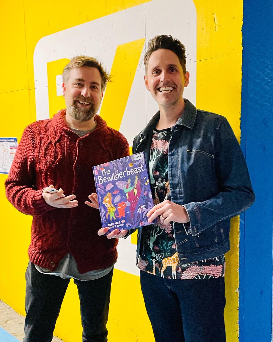 MrMattCosgrove's tweet image. So cool to bump into @JOSHPYKE in the @kinderlingradio car park today! Good timing! Josh was recording a reading of his fun new #book The Bewilderbeast (beautifully illustrated by Binny Talib) and I was next in the studio to #read Alpaca Picnic Panic.