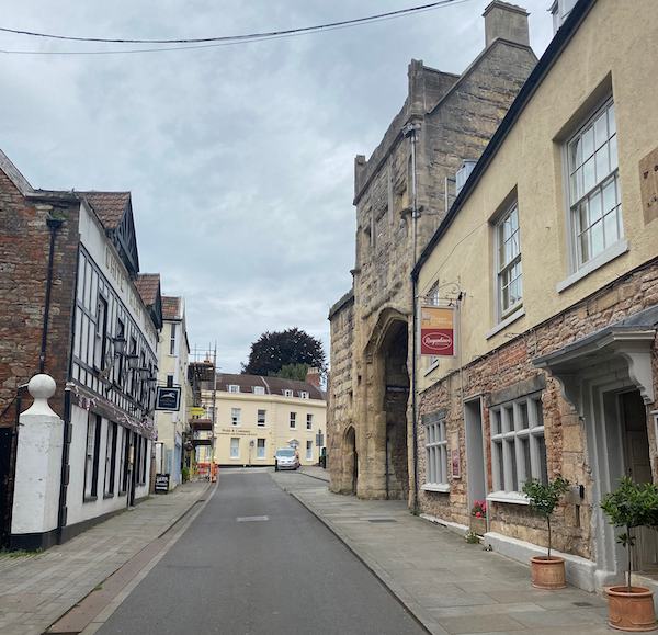 To celebrate 600 years of The Swan Hotel, we've put together a series of before &amp; after posts, most of which have images taken in the early 19th century, starting with this view looking up Sadler street from The Swan.

(Image credit goes to Wells &amp; Mendip Museum)