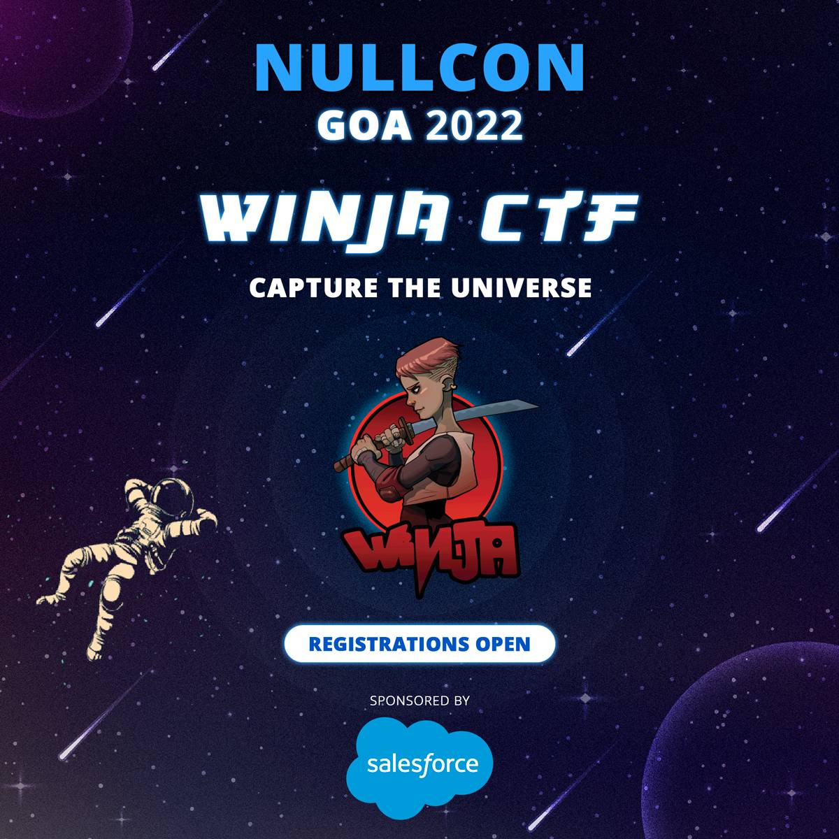 nullcon's tweet photo. 🛸Ready to Capture the Universe 🌎?
🧠 @Winja_CTF has Mighty Challenges which will test your #hacking skills
🏆Exciting prizes up for grab
👉Registration open for Offline & Online➡️https://t.co/Q2j78RLbg0
🤝Sponsored by @salesforce
#NullconGoa2022 #infosec #Winja #CTF https://t.co/vD39O0R3VF