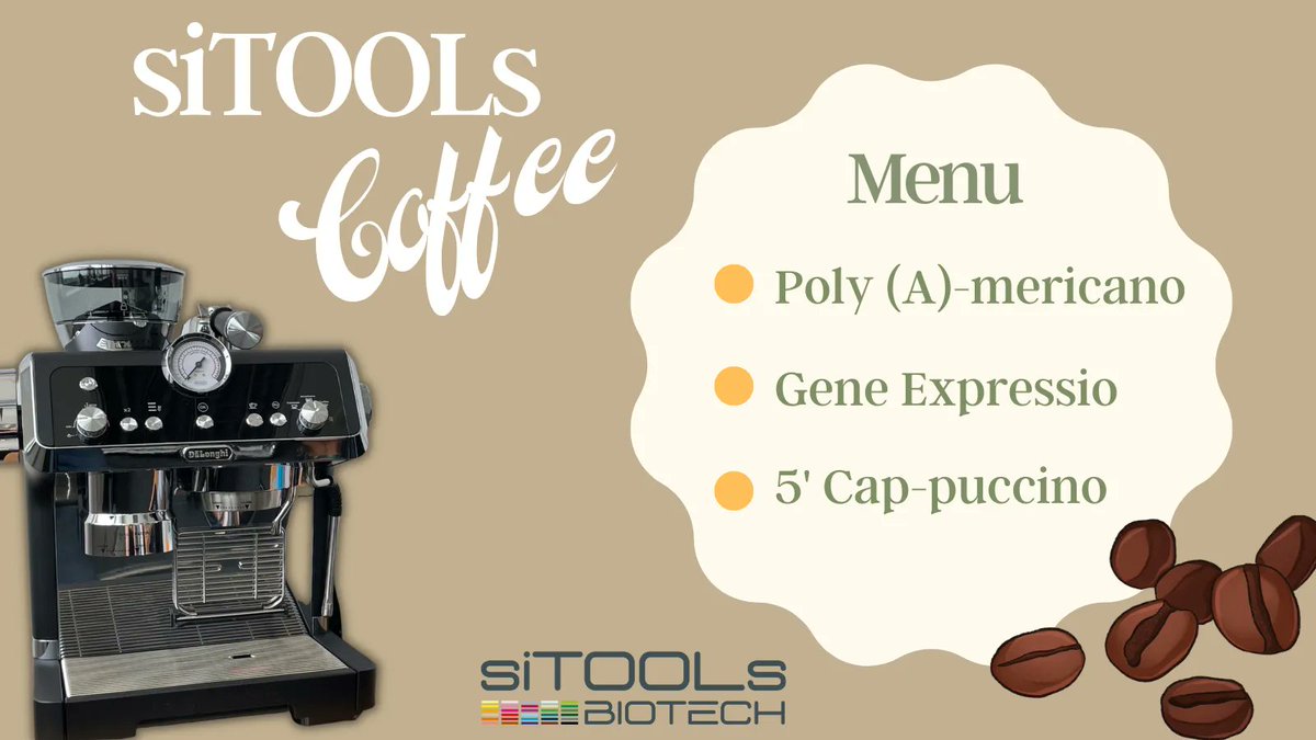 siTOOLsBiotech's tweet photo. Getting ready for the @Argonautes_conf at Regensburg ? Visit our #siTOOLs booth for fresh coffee ☕️ and info. on how our tools can help you with your research 🧬. Check out our menu and products: https://t.co/emshhy2lvA  ✨ #RNAi #RNAresearch https://t.co/WbD9YY6Bof