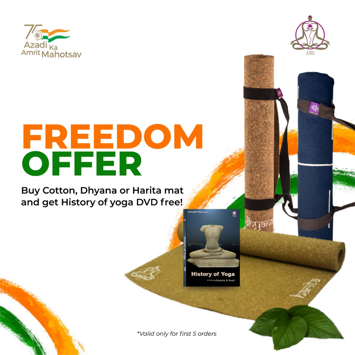 D2DYoga_Life's tweet photo. Let the spirit of Swadesh fly high this Independence Day. #Independenceday #makeinindia #swadeshimovement #atmanirbharbharat #IdeasAt75 #ResolveAt75 #Juruyoga #ecofriendlyyogamats #offeralert #freedvd #historyofyoga https://t.co/CgeatXgfqi