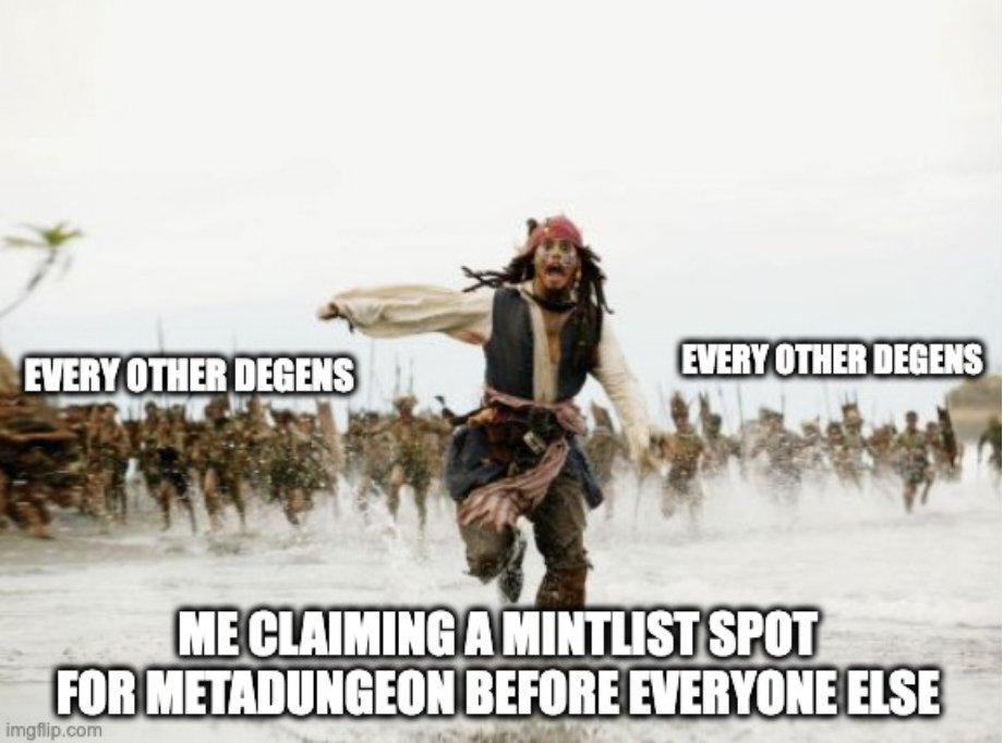 AutonomyNetwork's tweet image. 🐉#MetaDungeon will change #Web3 gaming!

✅1st ever player-vs-blockchain (#PvB) mechanics
✅Introducing aNFTs and on-chain NPCs 
✅Collaborative teamplay 

🏃‍♂️Be the first to jump into the revolution of blockchain gaming! #Mintlist spots up for grabs over at @MetaDungeon_!