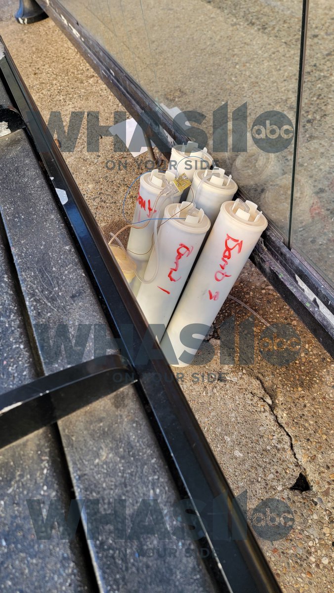 ShayMcAlisterTV's tweet photo. 🚨This is the "suspicious package" found at a downtown Louisville bus stop this morning. Right now- multiple blocks in downtown Louisville are blocked off by police- SWAT team investigating. LMPD urging people near 5th and Jefferson to shelter in place. @whas11 https://t.co/wcAU03CmcT
