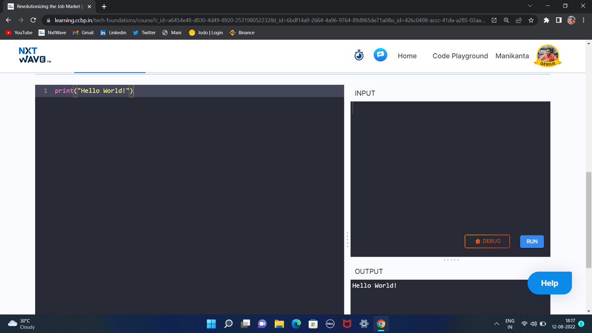 Mani_Nangunoori's tweet photo. Started learning Programming With PYTHON
very excited to learn Versatile Language
#python #coding #debugging #versatilelanguage #ccbp #ccbpian #ccbpacademy #1hourofcode @nxtwave_tech @rahulattuluri https://t.co/IpIy043QYs