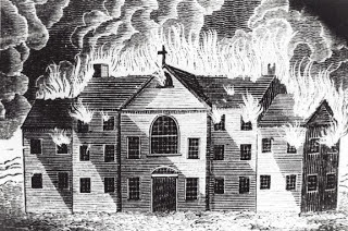 TheBostonIrish's tweet photo. #OTD, August 11, 1834, local nativists burned to the ground the Ursuline Convent in #CharlestownMA, objecting to the growing presence of #Catholics in the town. 
https://t.co/gJHkiM9qDI https://t.co/rl0kD3ZCKf