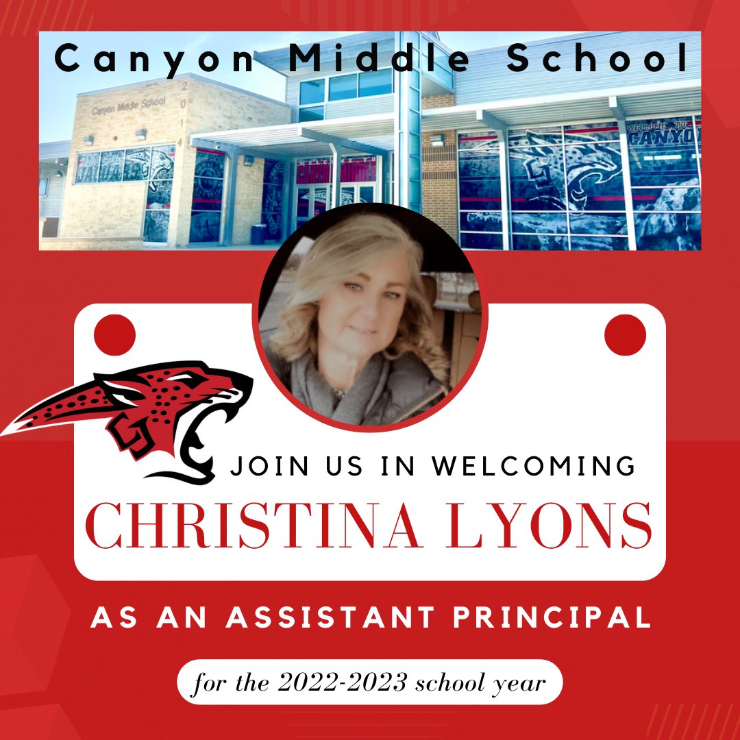 Canyon Middle School (@canyonmiddle) on Twitter photo SPOTTED: Christina Lyons joining us as an Assistant Principal. Welcome to JAG NATION! <a href="/MandyEpley/">Mandy Epley</a> <a href="/c_quidachay/">Chelsea Quidachay</a> <a href="/MrsKaraJenkins/">Kara Jenkins</a> @jess_carollo16 #RiseAndRoar SPOTTED: Christina Lyons joining us as an Assistant Principal. Welcome to JAG NATION! <a href="/MandyEpley/">Mandy Epley</a> <a href="/c_quidachay/">Chelsea Quidachay</a> <a href="/MrsKaraJenkins/">Kara Jenkins</a> @jess_carollo16 #RiseAndRoar