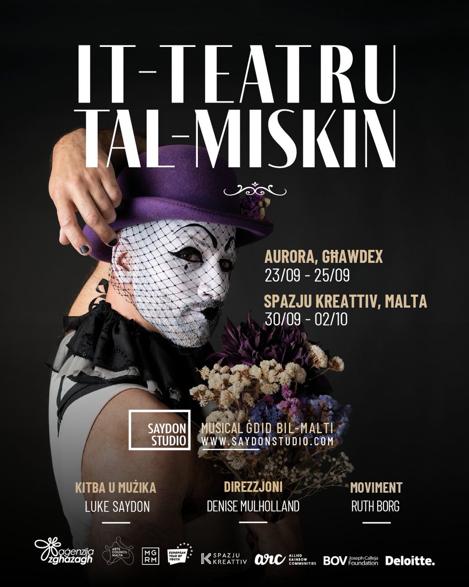 📣Super excited to announce my first producing venture ! It-Teatru tal-Miskin is coming to Malta and Gozo this Autumn🎭🤡 

Check the production out on saydonstudio.com