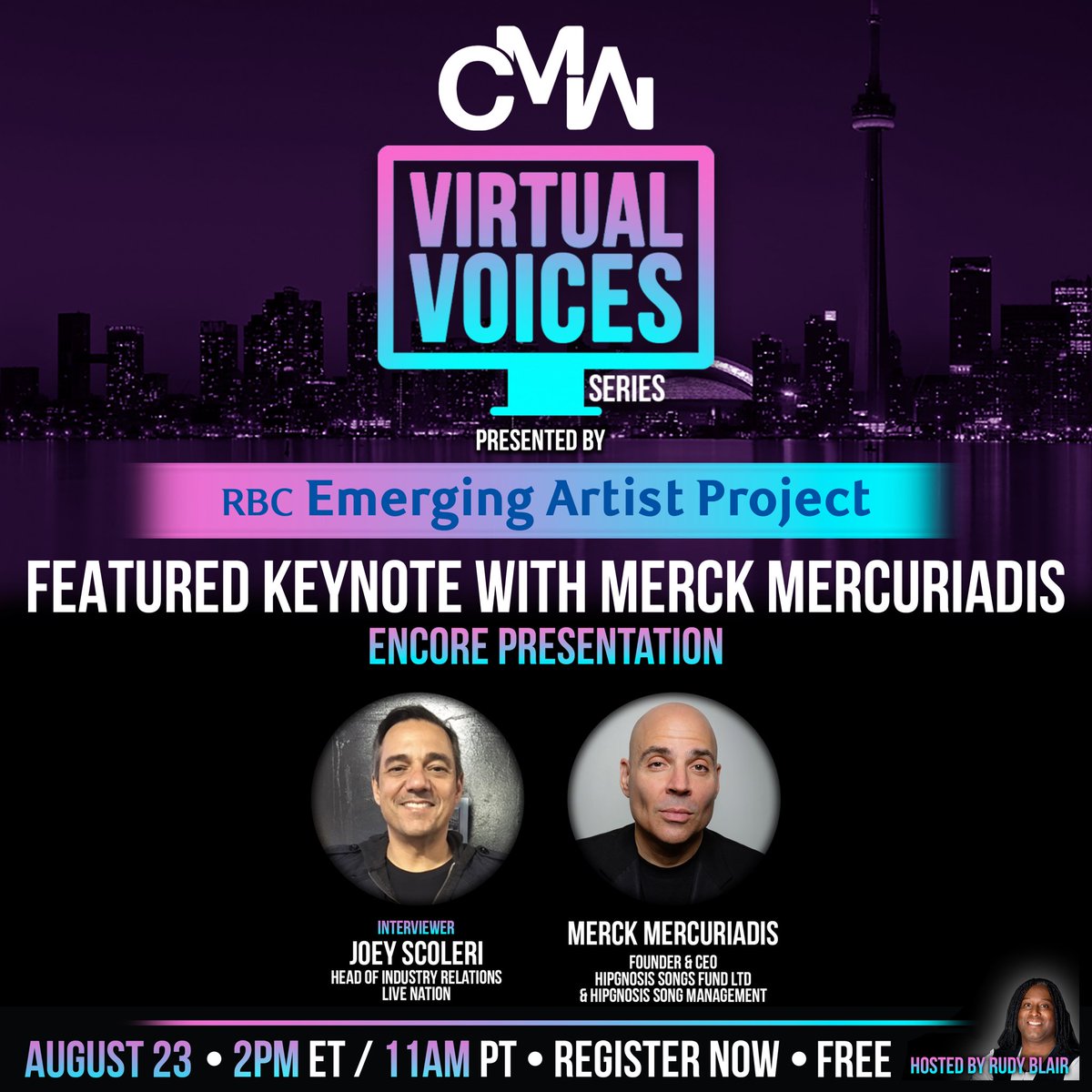 We’re back! Our Virtual Voices bi-weekly FREE webinar series returns on Tuesday, August 23rd, and we’re kicking it off with an encore session of Merck Mercuriadis’ keynote from CMW 2022. Register now -> bit.ly/3duCFGl