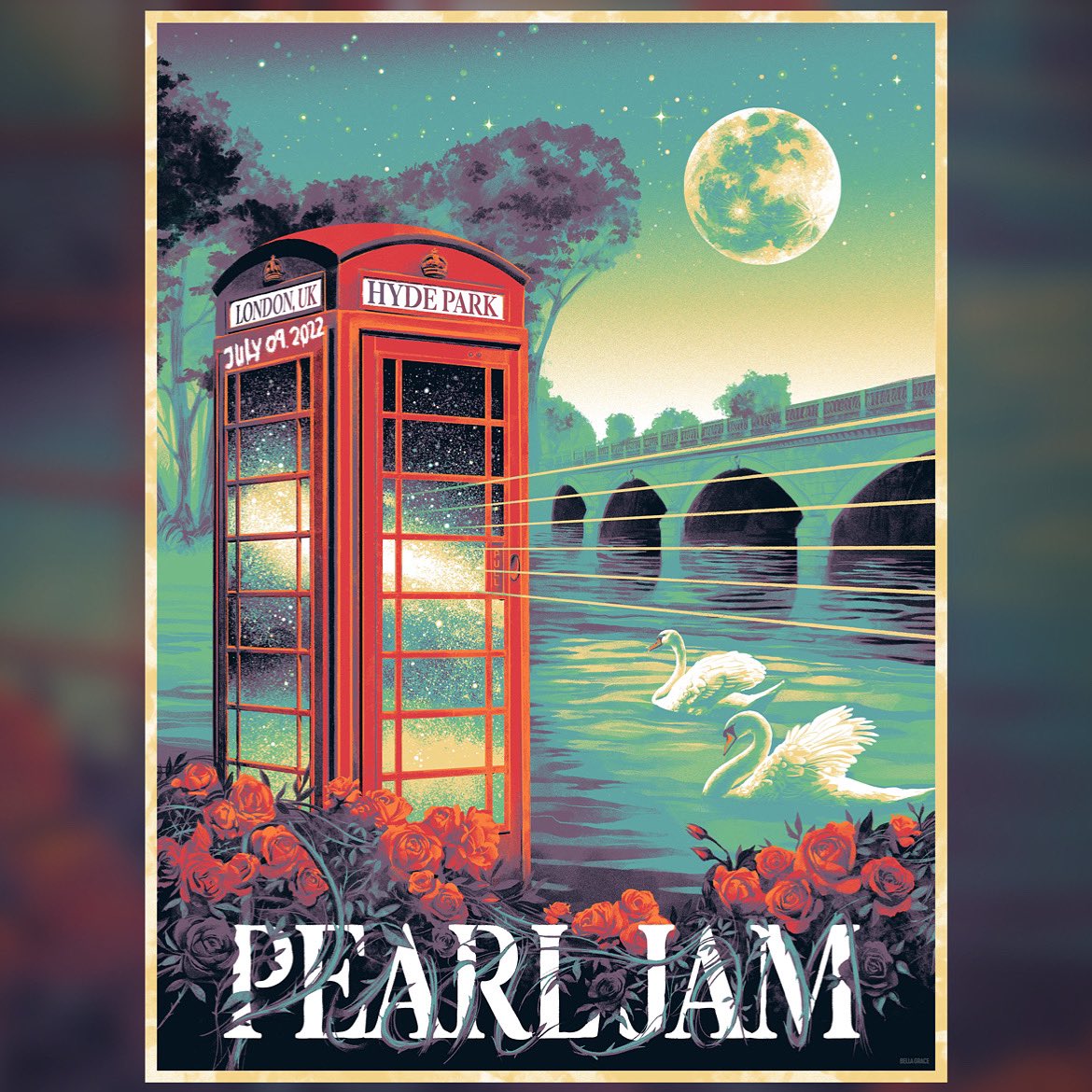 demetriosns's tweet photo. Tonight! @PearlJam's #London #England 🇬🇧 Night 2 July 9th 2022 show on @SIRIUSXM @siriusxmcanada @PJRadio CH22 @ 6pm &amp; 9pm EST 📻   Official CD &amp; digital download available @ the 10Club store &amp; @nugsnet . Poster by @bellagraceart https://t.co/GOcoYtdjIU