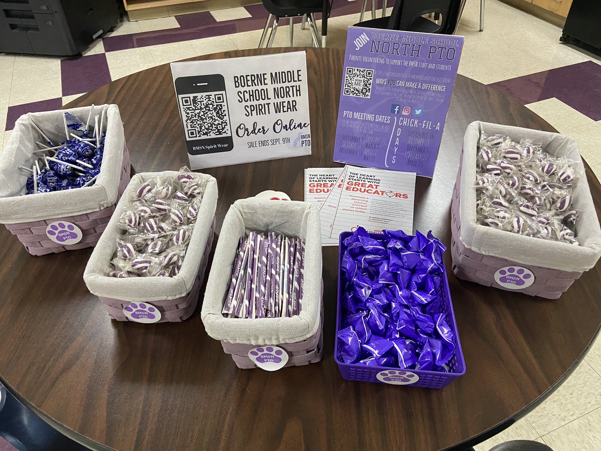 AspireBmsn's tweet photo. @BMSNPTO is sharing their Purple Pride with @BoerneMSNorth teachers today! https://t.co/JteHOcStvr