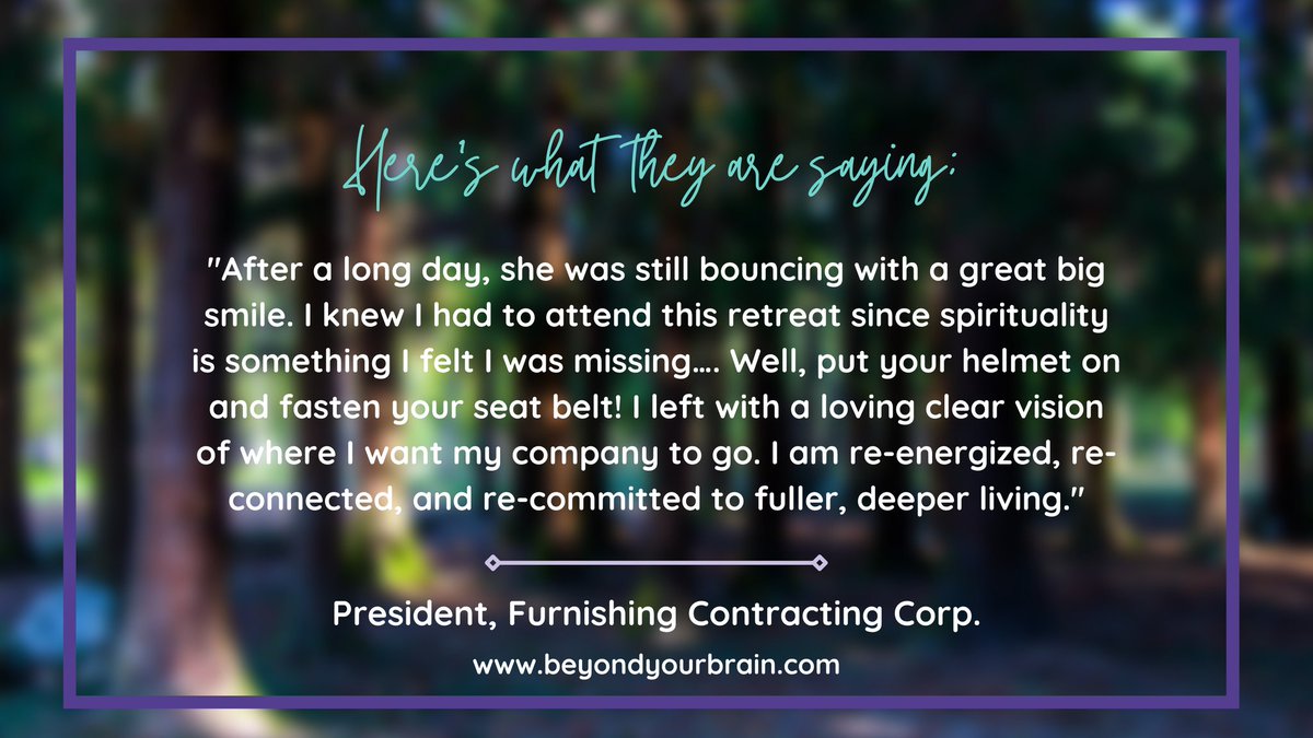Comaford's tweet photo. Come join us and experience for yourself, aren't you worth it. #byb
https://t.co/H4UH7Wy5Az
#natureretreat #leaders #positiveoutcome #investInYourself #mindfulness #beyondyourbrain https://t.co/Xu9C8fICna