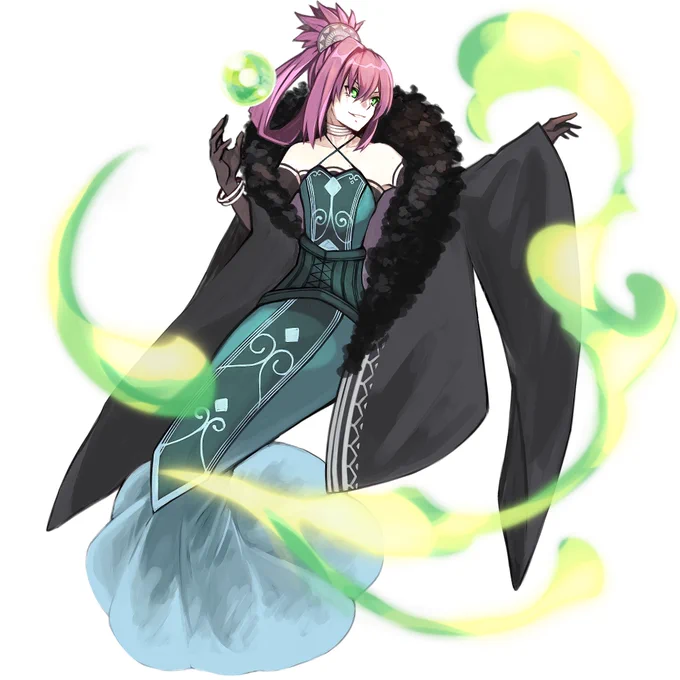 担当したイラスト載せ忘れたまま投稿してしまったので改めて…美人な魔術師お兄さん!たっぷりとしたファーと、セクシーなシルエットのマーメイドドレスがたまらないですね! 