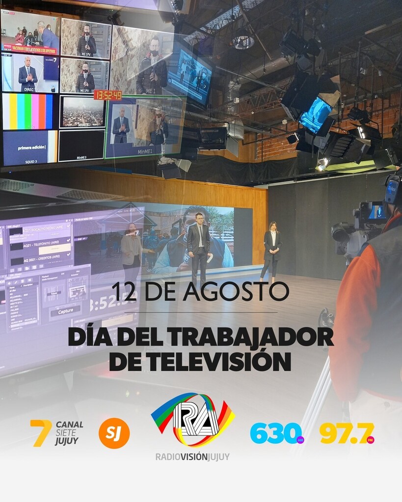 canal7dejujuy's tweet photo. Radiovisión Jujuy saluda en su día a todos los Trabajadores de la Televisión, los verdaderos protagonistas de la TV.
#periodistas #productores #movileros #camarógrafos #editores #sonidistas #iluminadores #fotógrafos #guionistas #maquilladores #noticia… https://t.co/QoufOejhpd https://t.co/wbCS2D18i3