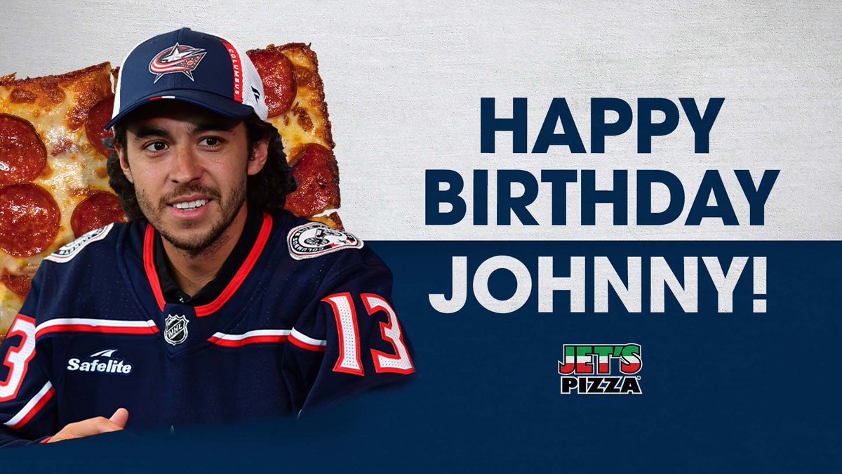 BlueJacketsNHL's tweet photo. HAVE A GREAT DAY, JOHNNY HOCKEY 🏒🥳

@JetsPizza | #CBJ https://t.co/j4aXxfQNfr