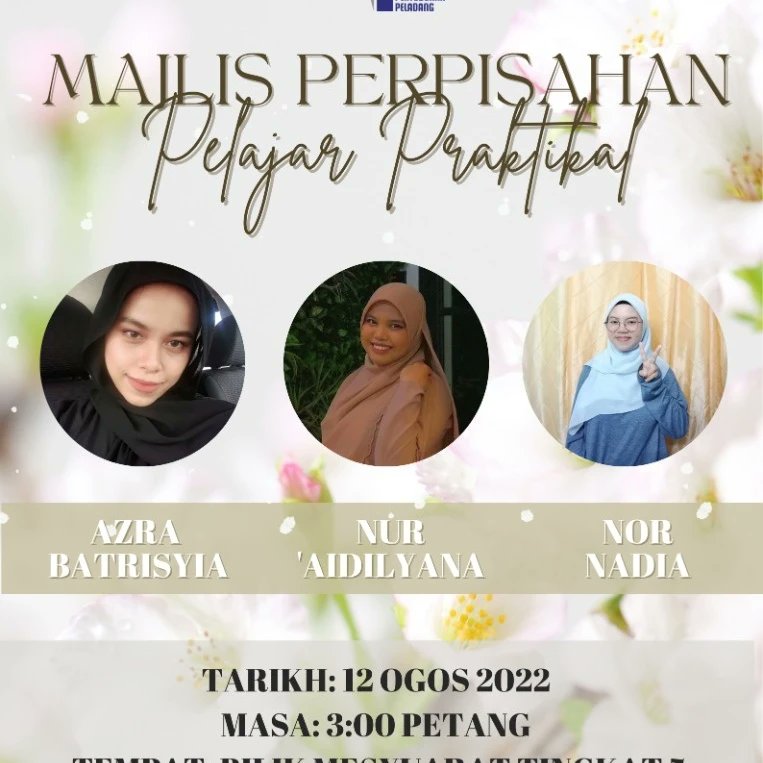 MelakaLpp's tweet photo. 1️⃣2️⃣✅️0️⃣8️⃣✅️2️⃣0️⃣2️⃣2️⃣
Hari ini telah diadakan majlis perpisahan pelajar praktikal bermula jam 3.00petang di Bilik Mesyuarat LPP Negeri Melaka.
Bagi meraikan pelajar praktikal tamat latihan industri bermula pada 28 Feb hingga 12 Ogos 2022. https://t.co/dRzhPovutK