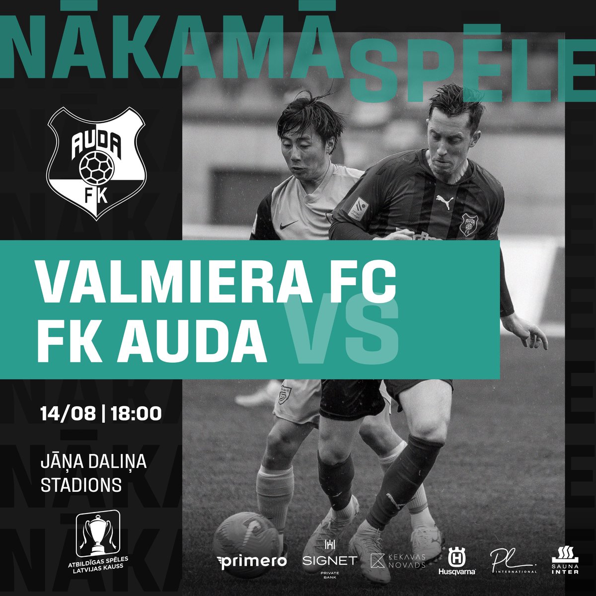 Vismaz 90 aizraujošu minūšu cīņā par Latvijas kausa pusfinālu tiksimies ar <a href="/valmierafc/">Valmiera FC</a>.💚🖤 #AtbildigaSpele