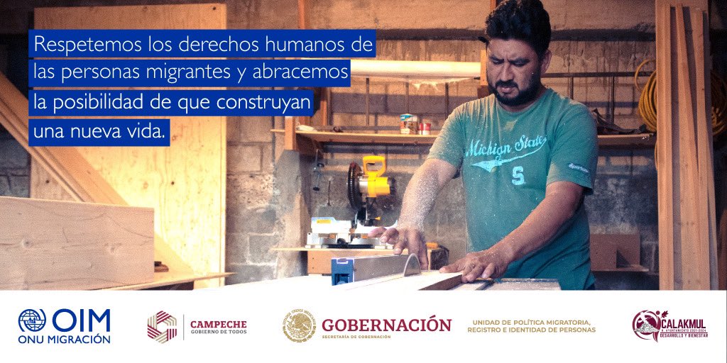 OIM_Mexico's tweet photo. #OIM, en conjunto con #UPMRIP y el Gobierno de Campeche, sumamos esfuerzos para promover los derechos humanos de las personas #migrantes y contribuir al fortalecimiento de comunidades más inclusivas🙏🏽
 
#DDHH #Migración #PolíticasPúblicas https://t.co/Mo2qgAjXaP