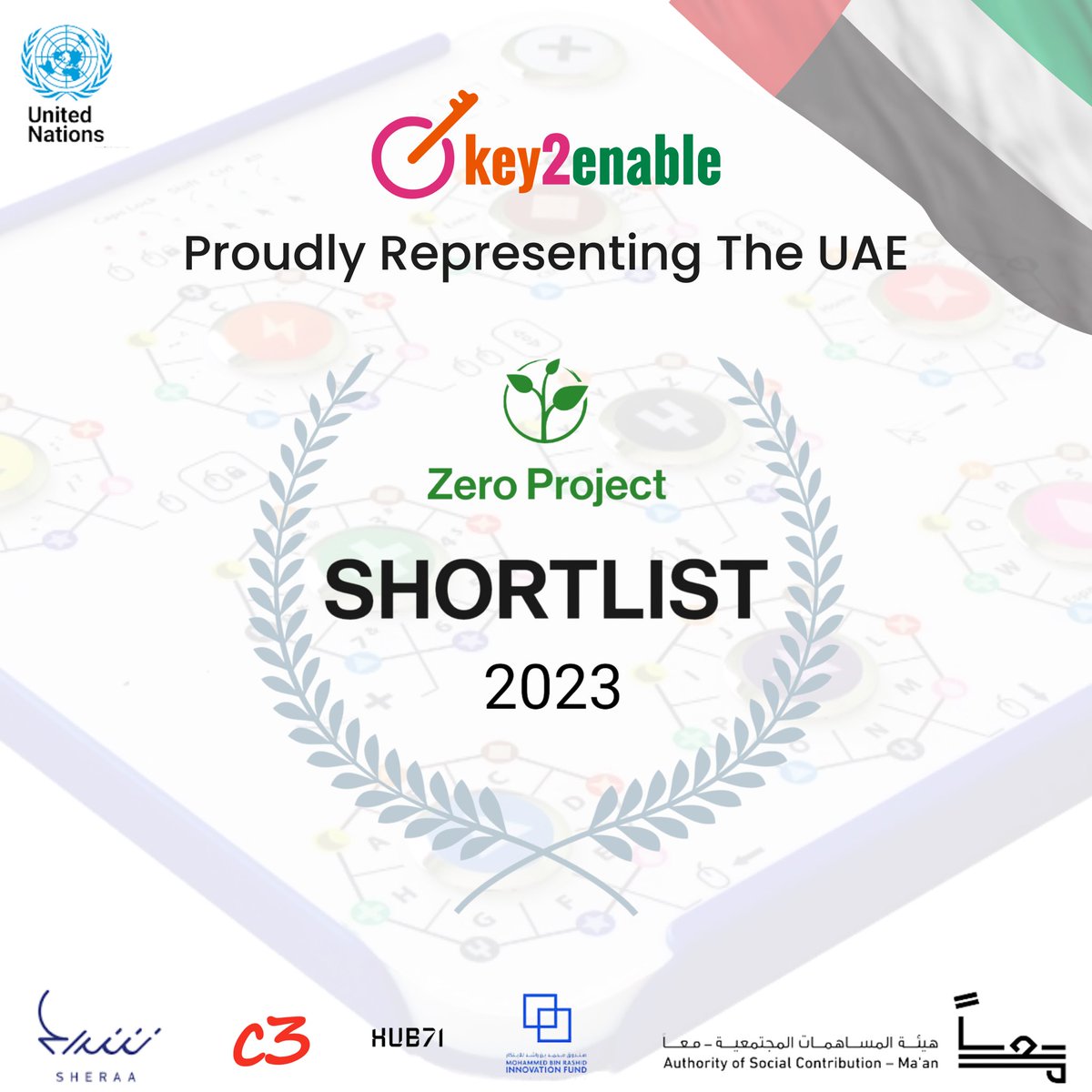 k2eofficial's tweet image. 🎉We are so excited to announce that we have been shortlisted from 319 nominations globally, as the only Social Impact startup proudly representing the United Arab Emirates for the most coveted #ZeroCall23 Project @ZeroProjectorg supported by the United Nations @UN