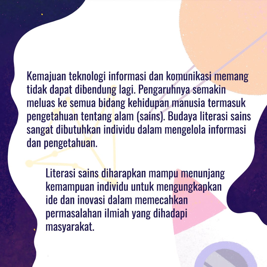 hasanmoch4's tweet photo. Di tengah maraknya kemajuan teknologi informasi, SuperStar perlu membiasakan untuk menjadi “Inovator Muda” dan menerapkan budaya literasi sains serta memanfaatkan kemajuan tersebut untuk memecahkan masalah yang ada di tengah masyarakat. 

Mengapa demikian? https://t.co/hqQwWO9HgP