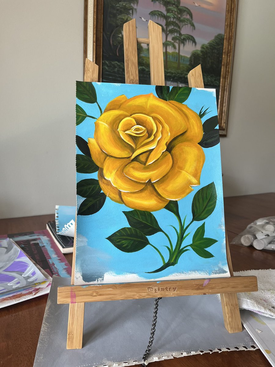 bdysuitsoptionl's tweet photo. Painted a rose. Irl. Acrylic on paper, trying to burn thru some materials https://t.co/Elz1iKdw8L
