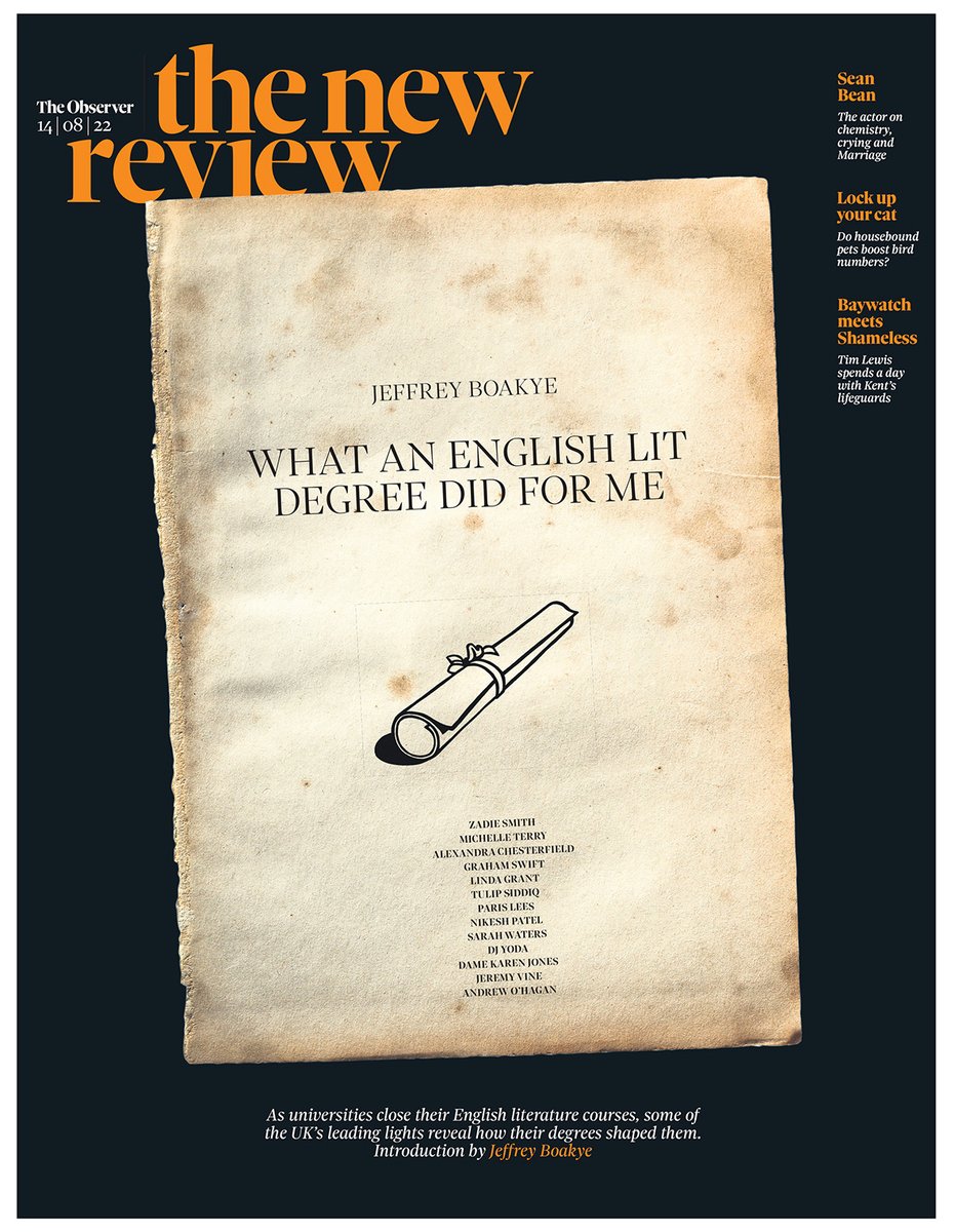 This Sunday's cover: what an English literature degree did for me – by 40 influential British graduates 📚🎓

Introduction by <a href="/jeffreykboakye/">Jeffrey Boakye</a>

Featuring Zadie Smith, <a href="/parislees/">Paris Lees</a> <a href="/lindasgrant/">Linda Grant</a> <a href="/TulipSiddiq/">Tulip Siddiq</a> <a href="/DJYodaUK/">DJ Yoda 🎧</a> <a href="/iNikeshPatel/">Nikesh Patel ✊🏽</a> <a href="/theJeremyVine/">Jeremy Vine | Here, on Tiktok, Insta & Facebook</a>, Sarah Waters &amp; more