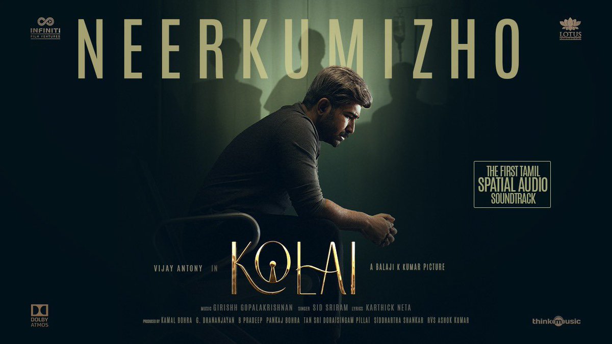 Presenting you a track that will melt your heart ❤️ #NeerKumizho from #KOLAI is out now! 

youtu.be/iTQtnUnrFeQ

<a href="/DirBalajiKumar/">Director Balaji Kumar</a> <a href="/ggirishh/">Girishh Gopalakrishnan</a> <a href="/vijayantony/">vijayantony</a> <a href="/ritika_offl/">Ritika Singh</a> <a href="/sidsriram/">Sid Sriram</a> <a href="/Meenakshiioffl/">Meenaakshi Chaudhary</a> <a href="/FvInfiniti/">Infiniti Film Ventures</a> <a href="/lotuspictures1/">Lotus Pictures</a> <a href="/bKamalBohra/">Kamal Bohra</a> @dhananjayang <a href="/pradeepfab/">Pradeep</a> <a href="/siddshankar_/">Siddhartha Shankar</a>