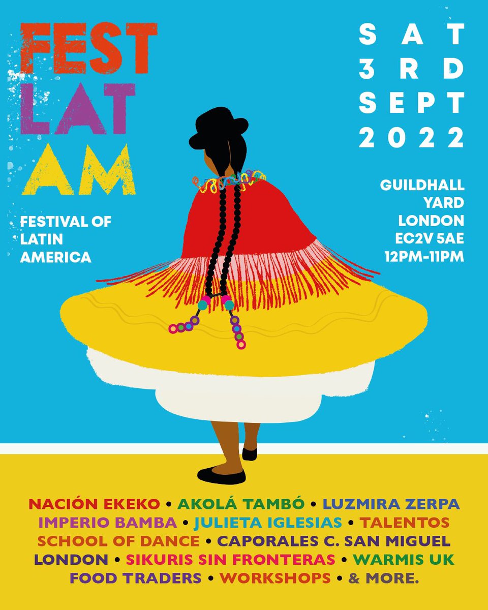 FestLatAm's tweet photo. Festival of Latin America returns to the Guildhall Yard on Saturday 3rd September with a great line up of music and dance. Visit us at https://t.co/ckNlQa2pW8 for more details.
#festlatam https://t.co/SDpiOnkDiH