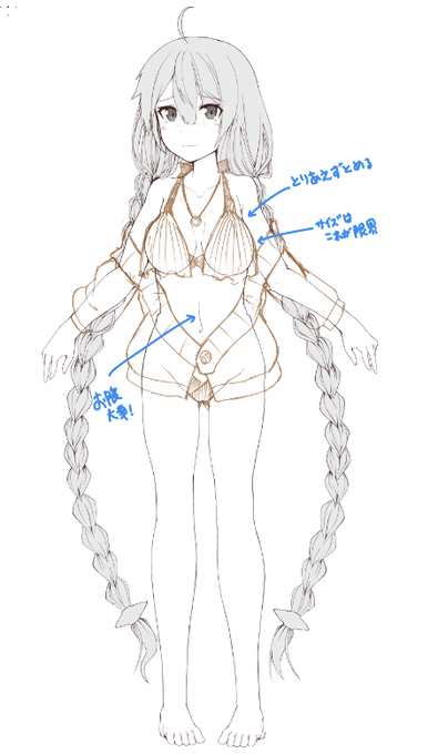 次描くイラストの練習。(洋服サンプル) 