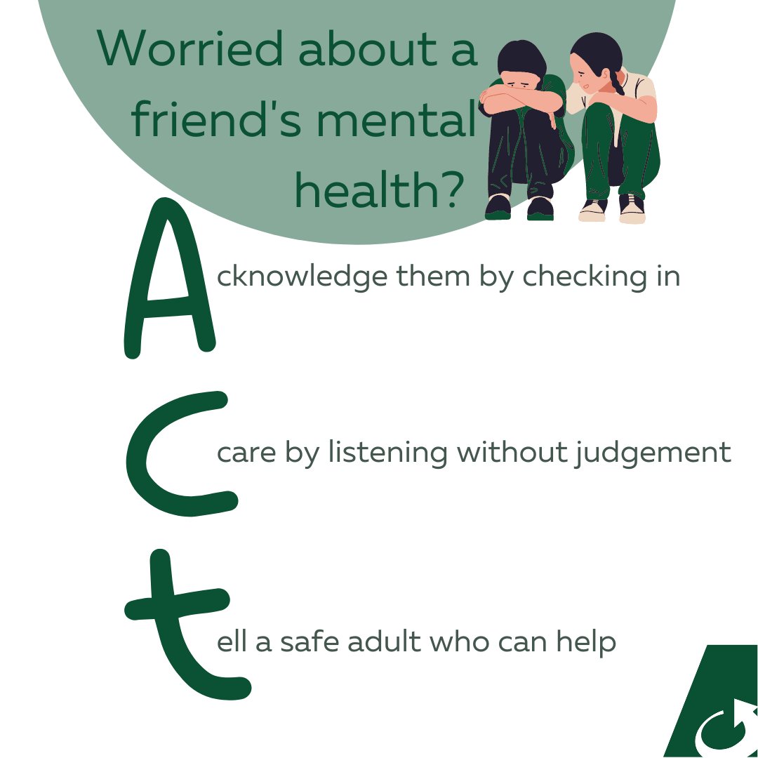 SECPSD's tweet photo. #MentalHealthMonday Knowing what to do to help a friend gives teens the confidence to intervene. ACT is an acronym that can help guide them. Learn more about becoming a mental health first aider at https://t.co/wi1HgvFW4x https://t.co/cHuVF8v4n5