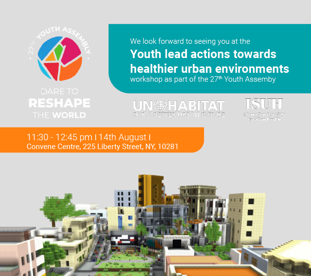 IS_UrbanHealth's tweet photo. ON SUNDAY @IS_UrbanHealth will be co-organizing an event with @UNHABITAT on the occasion of the @YouthAssembly #YA27

@BouffordJo and @HShamoy will be facilitating a workshop on "Youth Lead Actions Towards #Healthier #Urban #Environments" 

MORE info at https://t.co/e9qTJTenJj https://t.co/SjBfLbaeyj