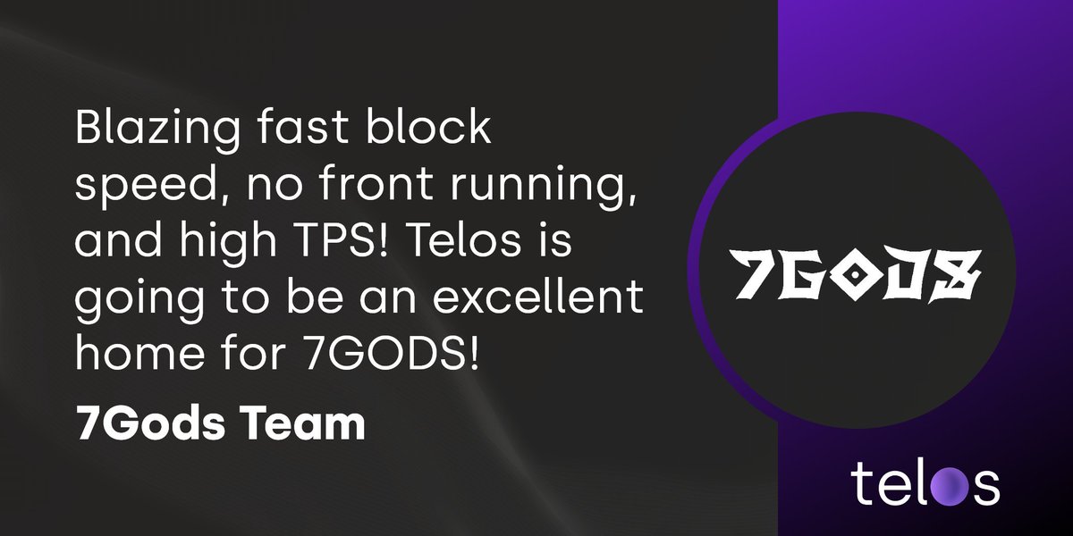 ZoxPNQ's tweet photo. We asked the developers of @7godsxyz when it came to building their cutting-edge #NFTgame, #WhyTelos?
🟣Here's what they had to say. https://t.co/gvbWBQSeqf