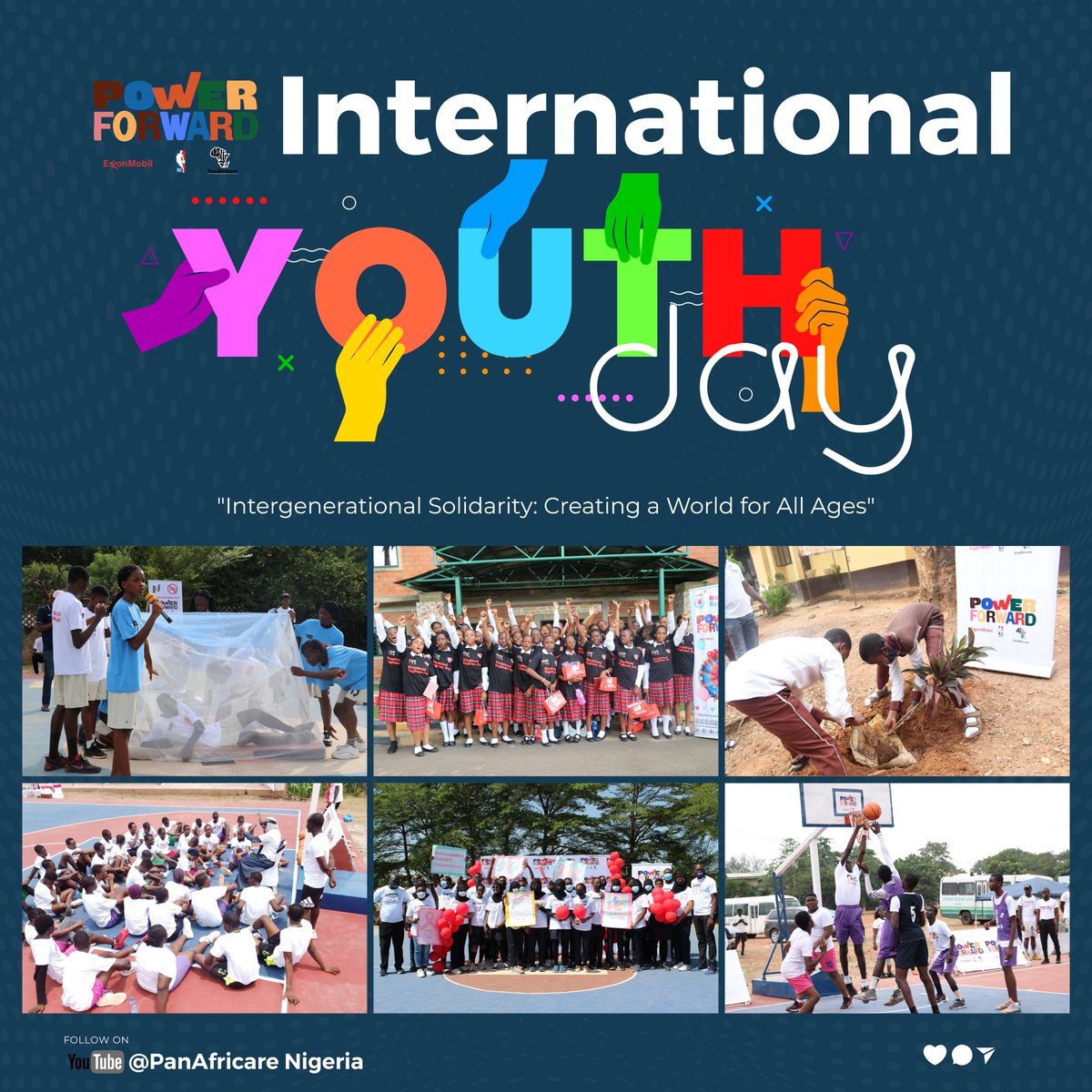PanAfricare_Ng's tweet photo. Power Forward Commemorates the #InternationalYouthDay2022  and we celebrates the power and potential of young people. 

Power Forward wish all the young people a happy #InternationalYouthDay2022 !
#YouthDay2022 
@XOMFoundation  
@NBA_Africa https://t.co/4VqaKmL2Ep