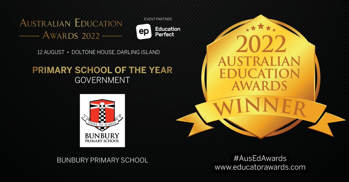A toast to Bunbury Primary School for being named Primary School of the Year (Government) at the 2022 Australian Education Awards! Great going! #AusEdAwards

hubs.ly/Q01jNsL80