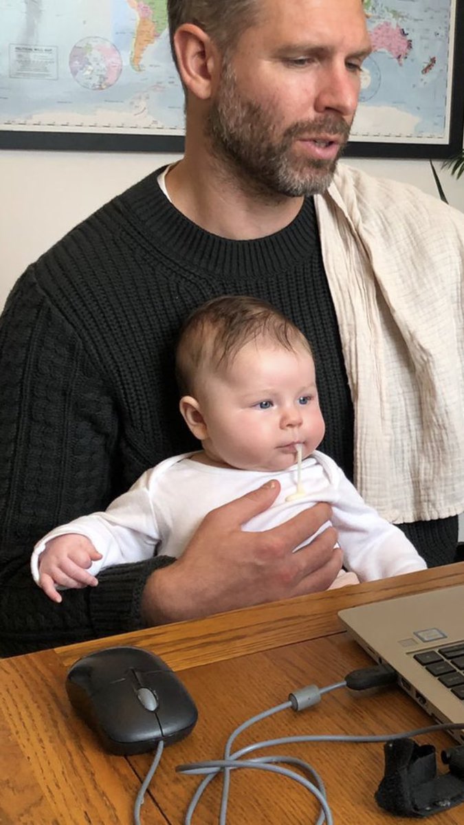 ElGrinchos's tweet photo. Working from home. Internal conference call. Ruby’s not too impressed with the topic of conversation. 😳👶🏼😆@TROexperiential #TROInAction https://t.co/8iV2uvg2QU