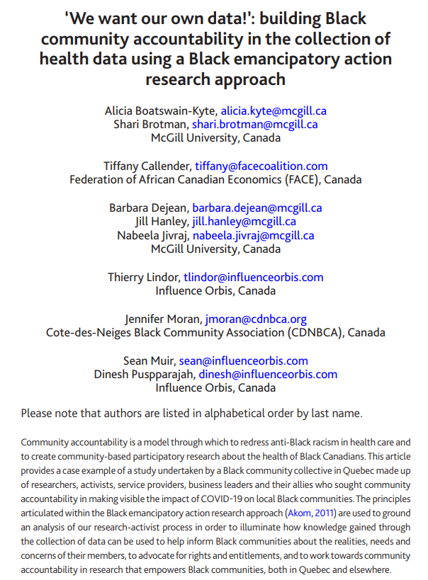 Critical and Radical Social Work (@crswjournal) on Twitter photo "Community accountability is a model through which to redress anti-Black racism in health-care"
⚡Learn more in our NEW article
⚡Available on Early View now⬇️
doi.org/10.1332/204986…
<a href="/aliciakyte/">Alicia Boatswain-Kyte, MSW PhD</a> <a href="/tiffcallender/">Tiffany Callender</a> <a href="/1FaceCoalition/">FACECoalition</a> #SocialWorkTwitter #BlackLivesMatter "Community accountability is a model through which to redress anti-Black racism in health-care"
⚡Learn more in our NEW article
⚡Available on Early View now⬇️
doi.org/10.1332/204986…
<a href="/aliciakyte/">Alicia Boatswain-Kyte, MSW PhD</a> <a href="/tiffcallender/">Tiffany Callender</a> <a href="/1FaceCoalition/">FACECoalition</a> #SocialWorkTwitter #BlackLivesMatter