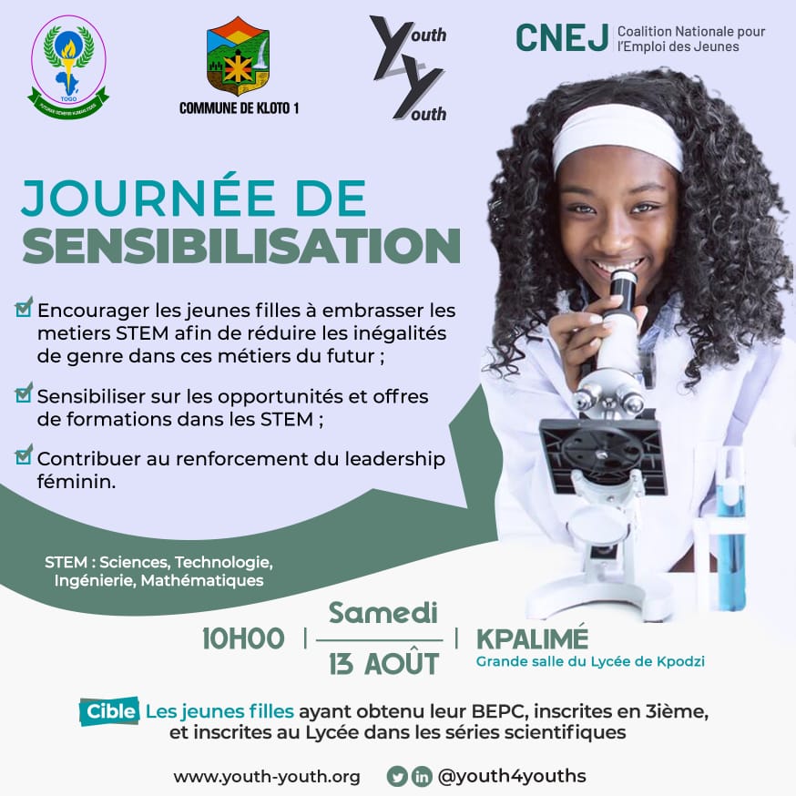 Youth4youths's tweet photo. @Youth4youths en collaboration avec @UniveLomeTg et la commune de #Kloto1 organise une grande séance d'information et d'échanges avec les jeunes filles pour porter à leur connaissance les opportunités qu'offrent les formations dans les #STEM.

L'avenir se prépare maintenant!
#Y4Y https://t.co/2nIsRNTBbd