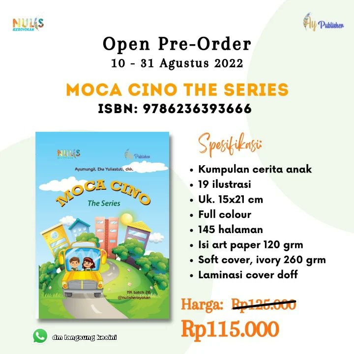 toko_nodi's tweet photo. Open Pre order buku seri perdana Moca dan Cino

Estimasi ready pertengahan September 2022.

Bukunya lumayan tebel 145hal, full color dg kertas art paper lhooo..

Bisa langsung DM aja ya 😀 https://t.co/qLKDTLBLcc