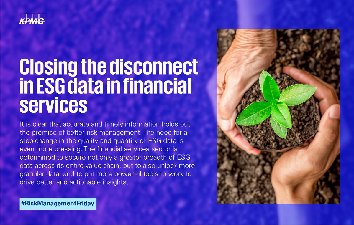 KPMGEastAfrica's tweet photo. Closing the disconnect in ESG data in financial services: Plotting your ESG journey for success

Read more here: https://t.co/BARnXOaauO #RiskManagementFriday https://t.co/GwnmdxK2A7